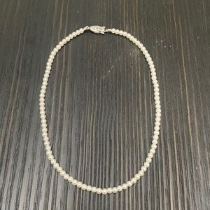 Premier Designs faux pearl necklace with jewelry pouch.